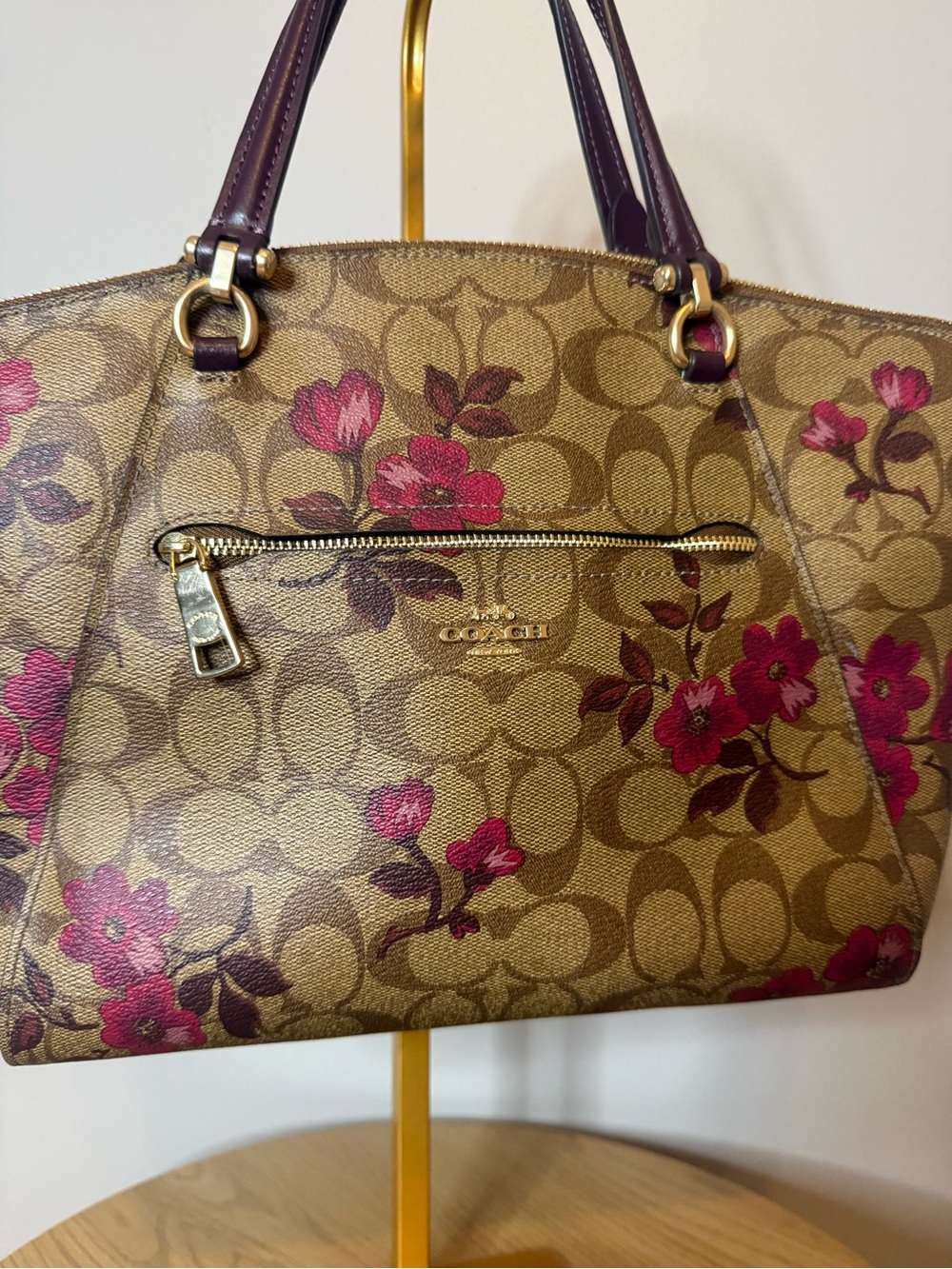 Coach Prairie Satchel Victorian Floral Khaki Berry Tote - Picture 8 of 8
